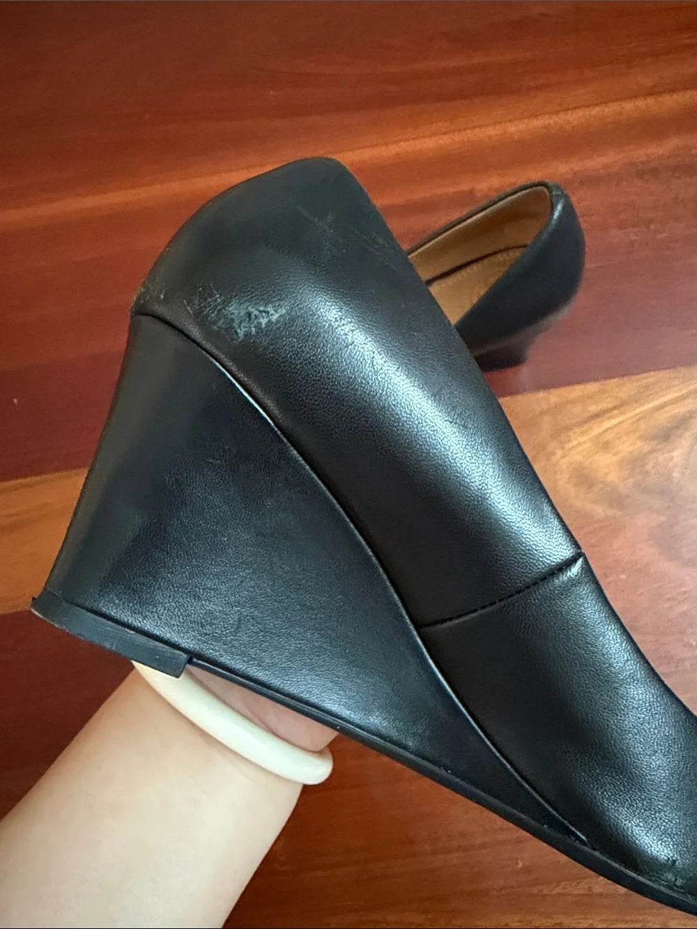 Tory Burch Black Leather Flats with Gold Logo Medallion